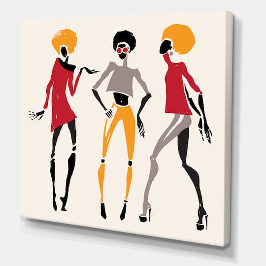 Designart - African American Women Silhouettes I - Modern Canvas Wall Art Print